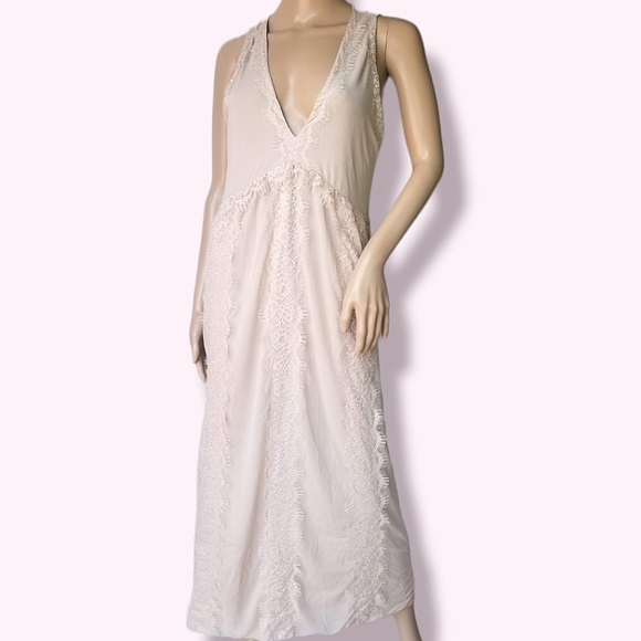 Zara contrasting lace camisole maxi dress neutral - Picture 5 of 8